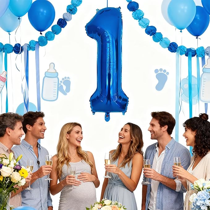 40 Inch Navy Blue 1 Balloon for 1st Birthday Party, Blue One Number Balloon 10 11 21 Birthday Decorations for Boys Men Toddler Baby, Helium Giant Foil Number 1 Balloon