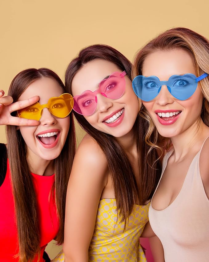 Colzzy 30 Pairs Valentines Day Sunglasses Colorful Heart Shaped Glasses Bulk for Women Bachelorette Party Romantic