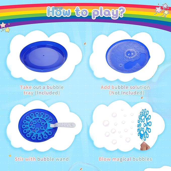 Large Bubble Wands Set with Tray for Kids Toddlers, 12 PCS Plastic Big Giant Bubble Wand Kit Toys Bulk for Summer Outdoor Playtime Activity Party Favors Gifts Birthday Games