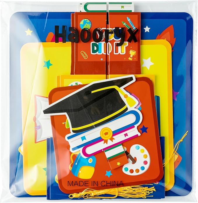 Haooryx Kindergarten Graduation Cupcake Stand - 3-Tier Preschool Graduation Cupcake Tower Decorations Cardboard Round Candy Dount Dessert Holder for Kindergarten Graduation Party Table Decor Supplies