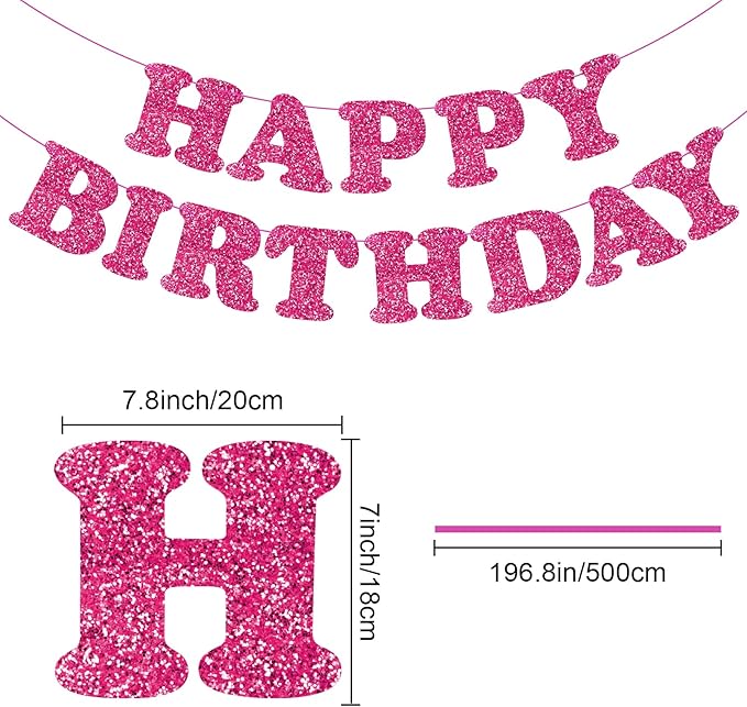 Rose Red Happy Birthday Banner Birthday Party Decorations Happy Birthday Banner Bunting Garland Sign for Kids Boys Girls Adults Birthday Baby Shower Celebration Party Backdrops Supplies