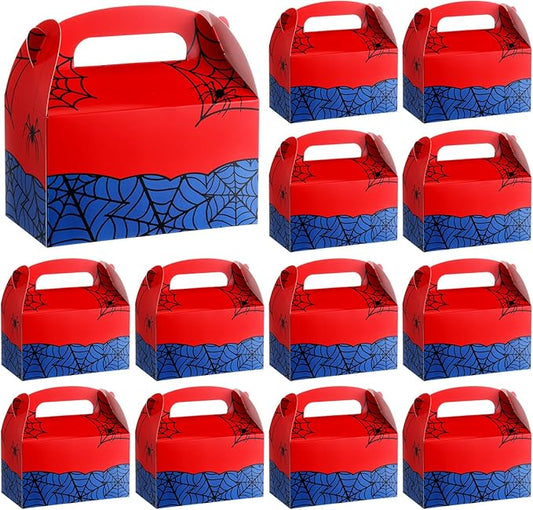 Marspark 24 Pack Spider Web Cartoon Birthday Party Supplies, Paper Gift Boxes, Cartoon Candy Treat Boxes for Birthday Party Decorations(Spider Pattern)