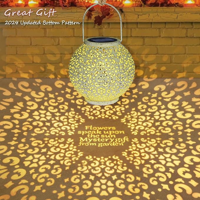 Outdoor Solar Big Lantern Waterproof Mothers Day Garden Gifts for Mom Women ,Solar Garden Lights for Backyard Table Walkway,Birthday Gifts for Grandma Wife (White,1Pack)