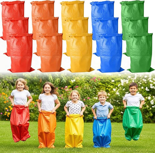 Yard Games for Kids & Adults - 5 Color Potato Sack Race Bags Set for Outdoor Parties & Field Day,Large Jump Sacks, Bean Bag Toss Game for Backyard,Carnival,Family Reunion