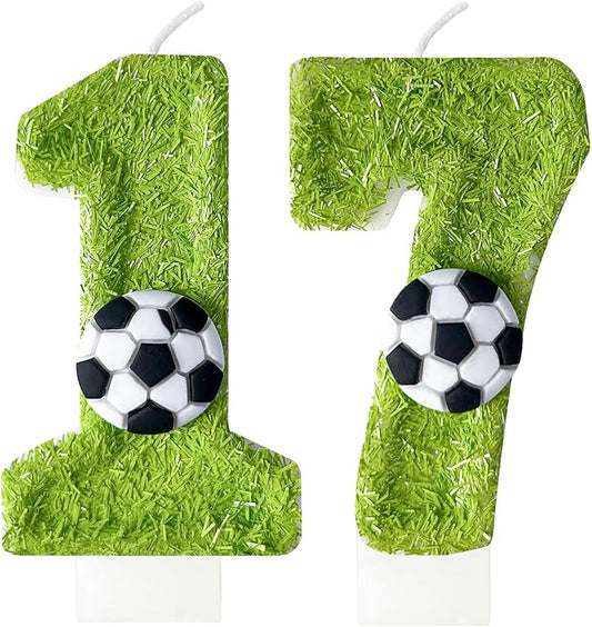 Birthday Candles Numbers，Soccer Birthday Decorations，Suitable for Girl and boy Cake Toppers, Wedding Cakes, Anniversaries, Party Celebrations, Birthday Decorations (Number 17)