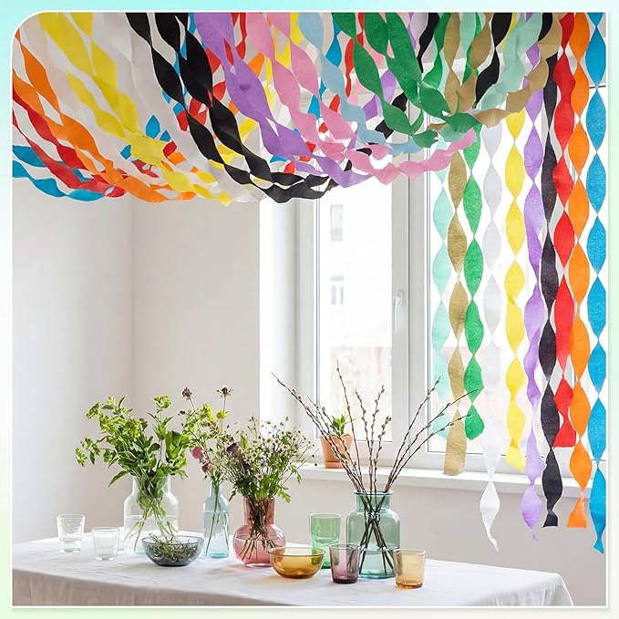 Party Crepe Paper Streamers 12 Rolls 984ft, Rainbow Streamers Party Decorations for Birthday Wedding Mother's Day Graduation Baby Shower Decor, 1.77 Inch x 82 Ft/Roll