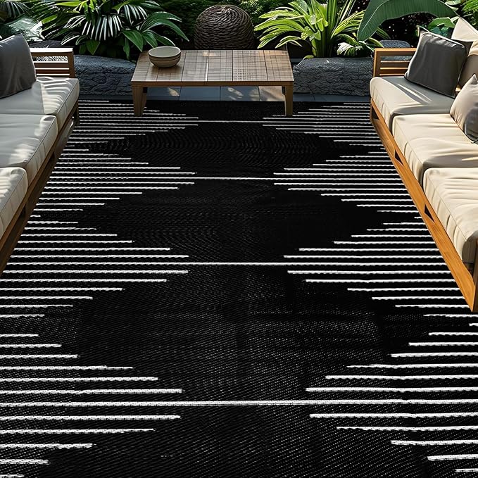 Falflor Outdoor Rug Waterproof 6x9 ft, Reversible Outdoor Plastic Straw Rug, Large Outdoor Patio Rug for RV Camping, Indoor Outdoor Rugs for Porch Deck Backyard Balcony Picnic Beach