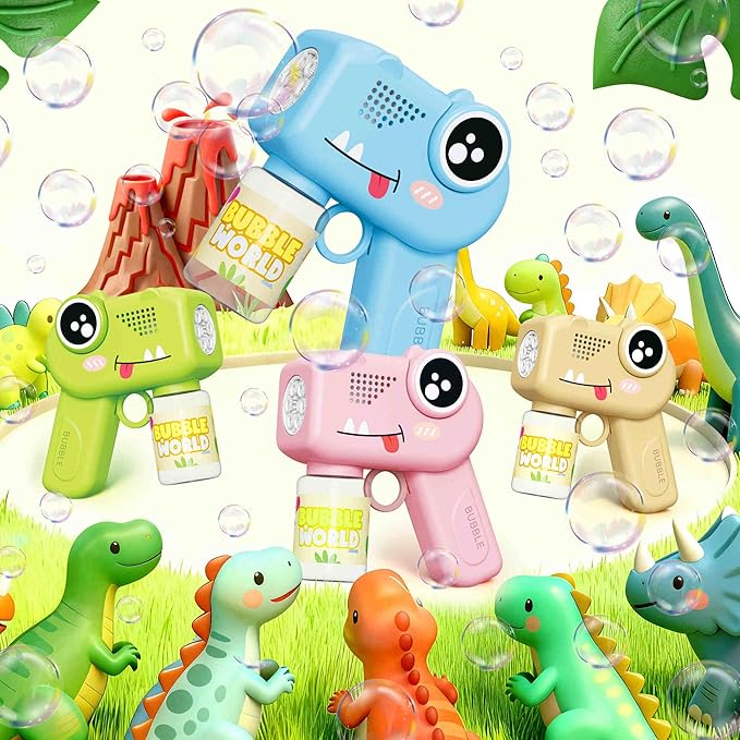 8-Pack Bubble Gun,Automatic Dinosaur Bubble Machine Blower for Kids Summer Indoor Outdoor Toys Birthday Wedding Party Gift