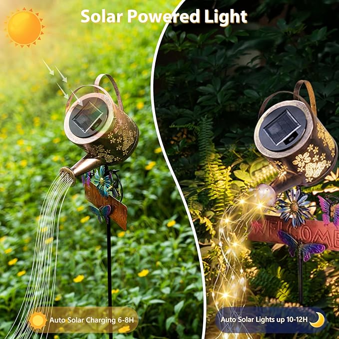 Solar Watering Can Light, Solar Yard Decorations Outdoor,Garden Decor Lights for Yard,IP65 Waterproof Hanging Lantern Lights,Outside Patio Lawn (Warm White)