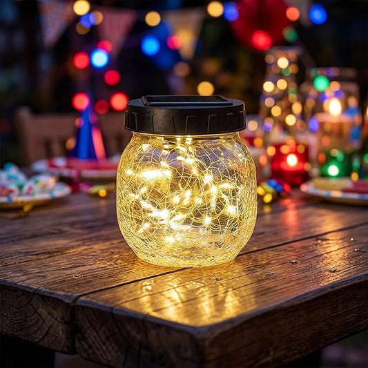 Small Solar Lanterns Outdoor Waterproof, Cracked Glass Hanging Globe Lights for Backyard Patio Garden Pathway Balcony and Table Decor, Warm White- Gifts for Women Mom Homeowners