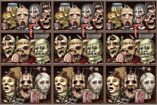 Beistle Creepy Heads Halloween Backdrop-1 Pc, 4' x 30', Multicolored