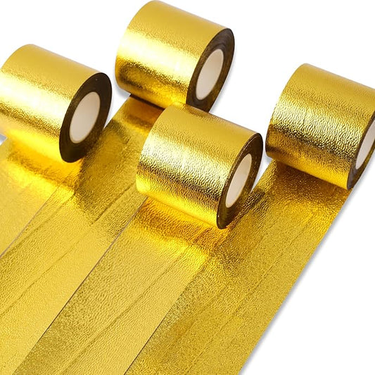 PartyWoo Gold Foil Crepe Paper Streamers 4pcs 328ft Pack of Metallic Gold Foil Crepe Paper for Wedding Birthday Baby Shower Bridal Shower Engagement New Year Eve Graduation Party Decorations
