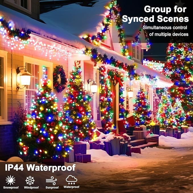 124 FT 380 LED String Lights Outdoor Indoor, Christams String Lights Waterproof 8 Modes & Timer, Fairy Lights Plug in for Bedroom, Weeding, Patio, Party, Holiday,Christmas Decor（Multicolor）