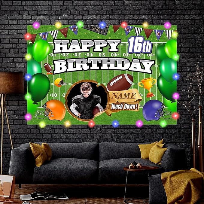 Custom Football Decorations for Party,Personalization Football Birthday Party Decorations,Football Sports Birthday Backdrop Banner Supplies