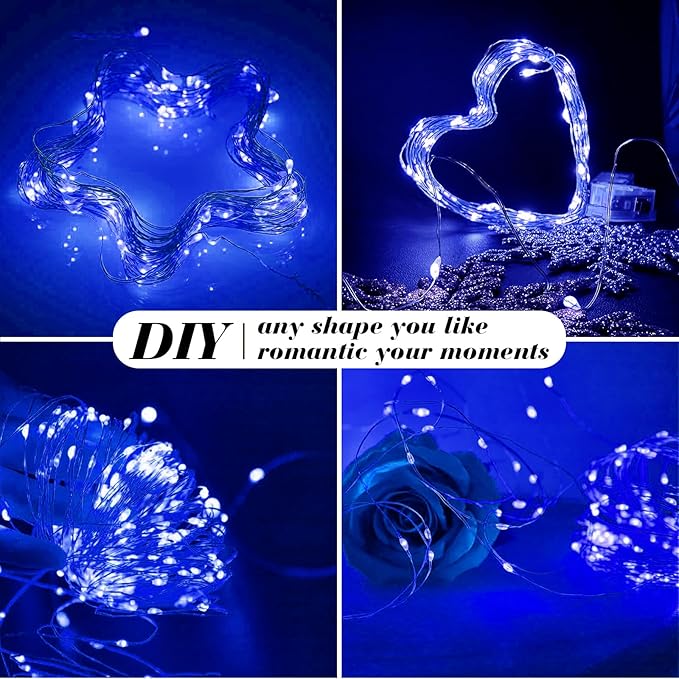 ZGWJ 8 Pack Fairy Lights Battery Operated, 7ft 20 Mini LED Fairy String Lights Silver Wire 3 Modes for DIY, Parties, Wedding, Bedroom, Halloween Christmas Decoration Blue