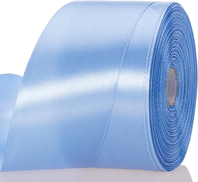YASEO 2 Inch Sky Blue Solid Satin Ribbon, 50 Yards Craft Fabric Ribbon for Gift Wrapping Floral Bouquets Wedding Party Decoration