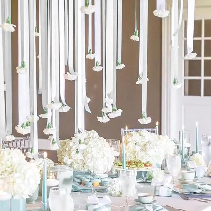 8 Rolls Crepe Paper Streamers, White Streamers Party Decorations for Baby Shower Bridal Shower Wedding Party Birthday Christmas