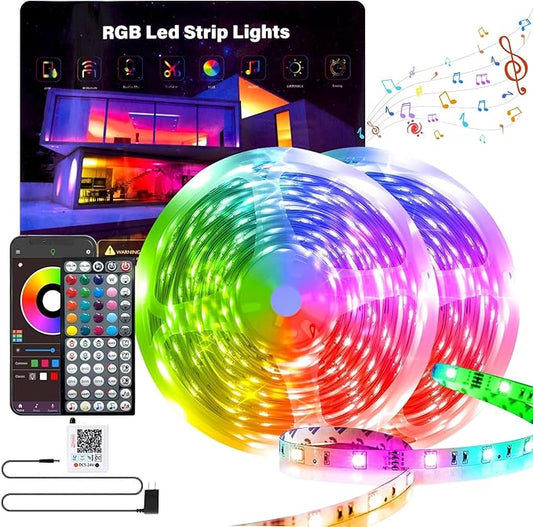 GANZQH Led Lights for Bedroom 200FT (2 * 100FT), Color Changing RGB Led Strip Lights with Music Sync, Remote and App Control Led Light Strip Indoor, Led Lights for Room Home Decor