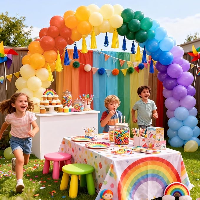 Boho Rainbow Balloon, Retro Dusty Baby Blue Orange Dark Light Yellow Pastel Lavendar Mutilcolor Balloon Assorted Colorful Muted Balloons for Kids Birthday Baby Shower Summer Safari Party Decorations