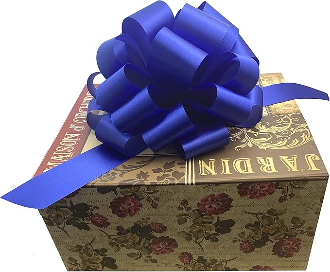 Large Royal Blue Ribbon Pull Bows - 9" Wide, Set of 6, Memorial Day, 4th of July, America 250 Anniversary, Police Support, Thin Blue Line, Baby Shower, Birthday, Team Colors, Patriotic Parade