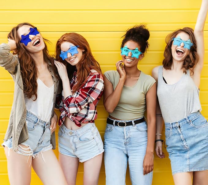 SUNOVELTIES 16/48 Star Rimless Sunglasses Irregular One Piece Colored Party Glasses Transparent Fun sunglasses for Teen Adult