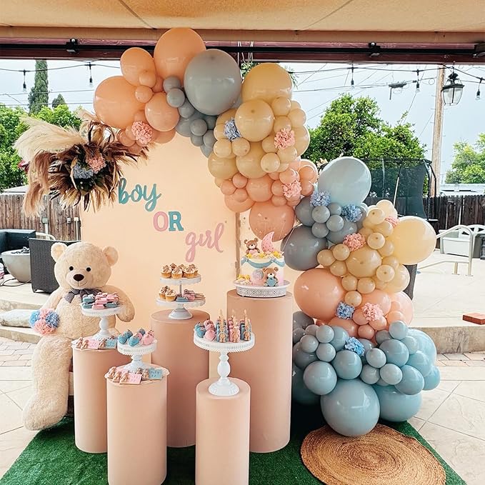 HILAVO Pink and Blue Balloon Arch Kit 133 Pcs Gender Reveal Balloons Garland Pastel Pink Dusty Blue Latex Party Balloon for Boy or Girl Gender Reveal Birthday Bridal Baby Shower Party Decorations