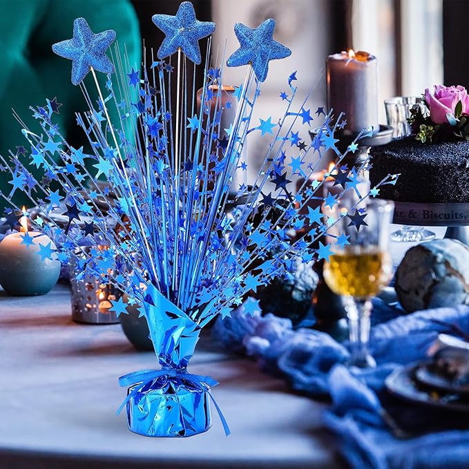 Wenqik 6 Pcs Graduation Table Centerpiece Party Decoration Spray Centerpiece Foil Star Centerpieces Table Decorations for Party Event Anniversary Memorial Dining Holiday Celebration(Blue)
