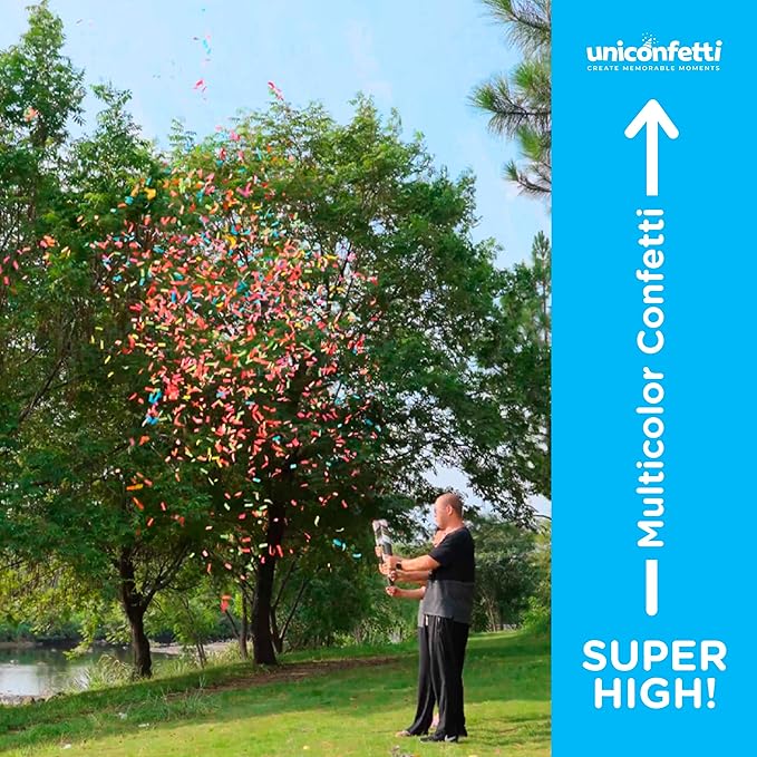 16" Confetti Cannon [6 Pack] Confetti Poppers | Multicolor Biodegradable Confetti Cannons (Confetti Blasters/Gun/Bomb/Shooters) Compressed Air, Launch 25ft, Loud Pop, For Wedding, New Year's Eve