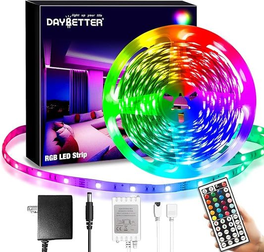 DAYBETTER SMD 5050 Remote Control Led Strip Lights 20ft, RGB Color Changing Led Strip with Remote Control for Room, Bedroom, Suitable for Home Decor, Living Room, Kitchen, Home Party Decoration, 24V