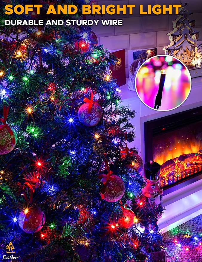 EcoNour 29.5 Ft 720 LED Cluster Twinkle Lights for Easter Decorations, 8 Modes String Lights for Decoration with Timer and Memory Function, Multicolor Sparkle Lights for Magical Home & Outdoor