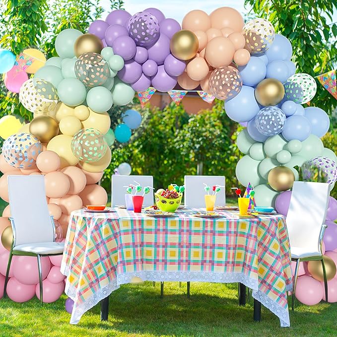 Amandir 164PCS Pastel Balloon Garland Kit, Rainbow Easter Unicorn Balloon Arch, Colorful Gold Confetti Balloons Pastel Easter Spring Baby Shower Wedding Ice Cream Mermaid Party Decorations Supplies
