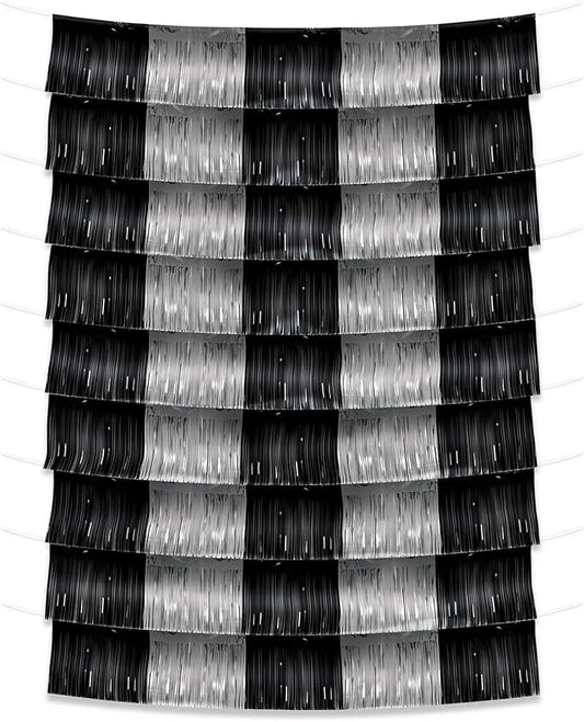 Beistle Metallic Tinsel Fringe Garland Backdrop, Photo Booth Curtain For Birthday Parties Wedding Receptions New Year's Eve Party Supplies Awards Night Decor