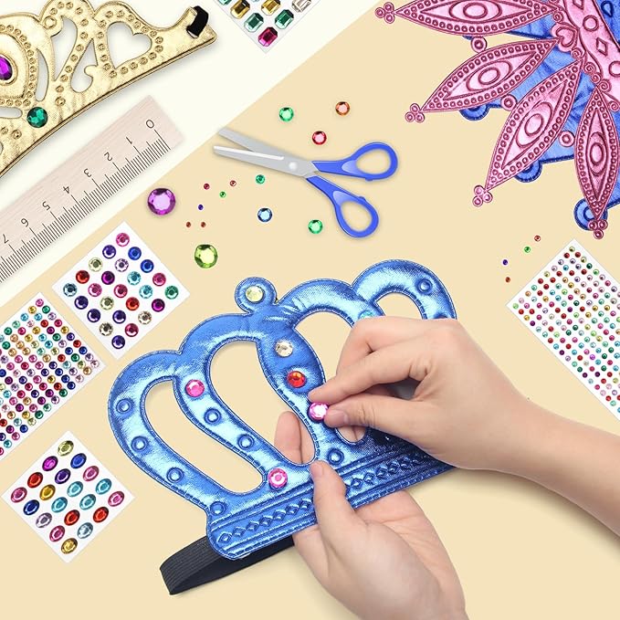 AHIER 23 Pieces Foam Crowns Set, Princess Tiaras Crowns DIY Party Crowns Make Your Crowns With Diamond Sticker