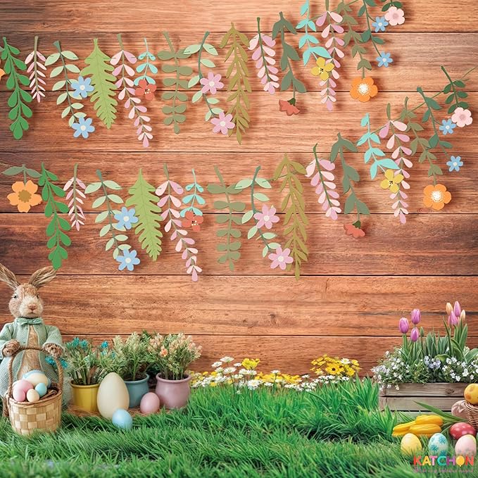 KatchOn, Pastel Flower Banner Garland - 6.5 Feet, Pack of 2 | Cheerland Flower Banner | Wildflower Garland Floral for Wedding, Wild One Bloom Baby Shower, Birthday | Wildflower Party Decorations