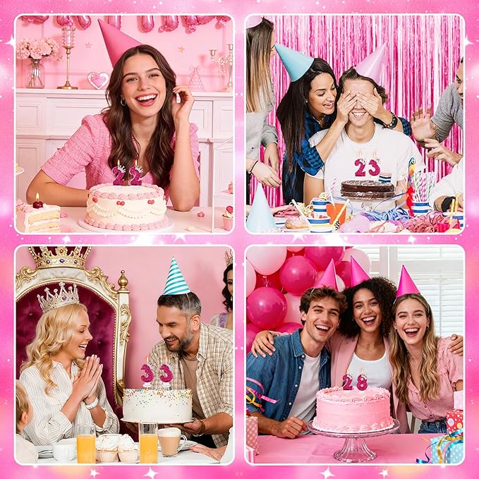 AKURIEEY Hot Pink Birthday Candles Crown Number 1 Candle Birthday Party Decorations Cake Topper Cupcake Decor for Anniversary Celebrations Supplies