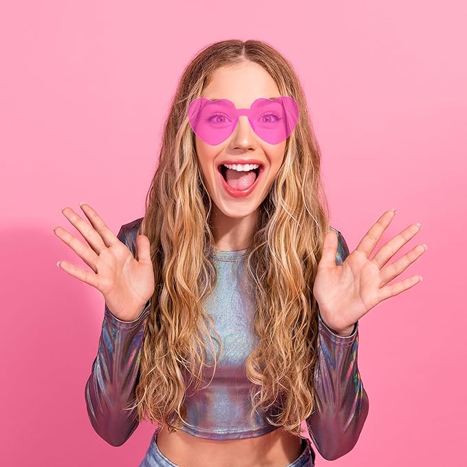 2/4/8/12/20 Pairs Heart Shaped Sunglasses Transparent Heart Glasses Rimless Trendy Eyewear for Valentines Party Favor