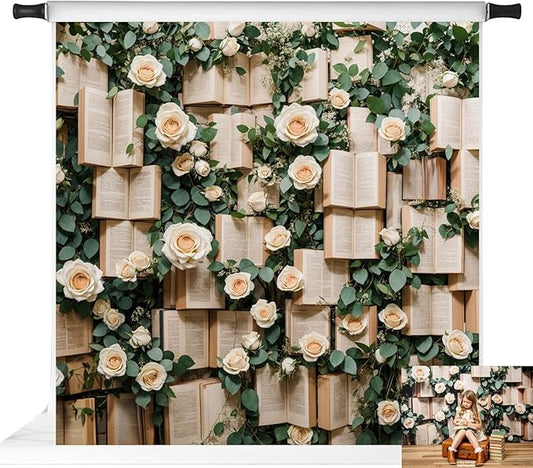 Kate 10x10ft/3x3m Book Backdrop for Photography Flower Photoshoot Background Photo Video Studio Props