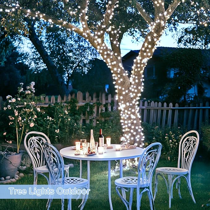 JMEXSUSS 800 LED White Christmas String Lights Outdoor, String Twinkle Lights Clear Wire Plug in for Tree Christmas Room Wedding Outside Decorations