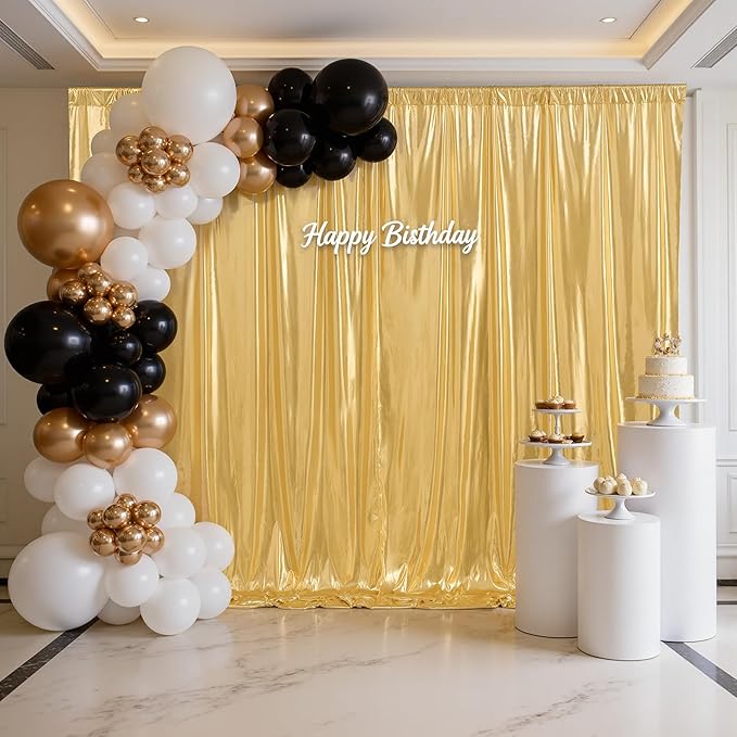 20x8ft Gold Sequin Backdrop Curtain Panels,Non-Shedding Pure Gold Drapes，Glitter Shimmer Drapes for Wedding Birthday Party Photography Decorations 4Panels(5x8ft Each)