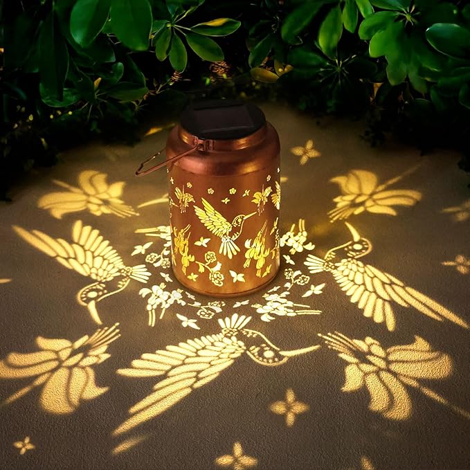 Hummingbird Solar Lanterns Outdoor Waterproof Hanging,Solar Lights Metal Summer Decor Garden,Patio,Yard,Lawn,Backyard,Front,Porch Mothers Day Gifts for Women Mom Grandma Men