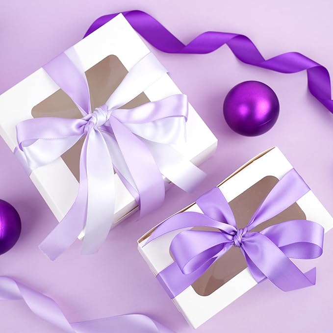 MAYREEL Purple Satin Ribbon 1 Inch Lilac Lavender Ribbon for Gift Wrapping Wedding Bridal Shower Crafts 5 Rolls 10 Yards Each Color Total 50 Yards