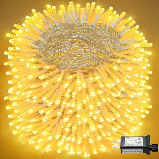 262FT 800 LED Outdoor String Lights, Extra Long Christmas Lights Indoor Waterproof, 8 Modes Plug in Fairy Twinkle Lights for Outside Bedroom Wedding Party Garden Holiday Decorations, Warm White