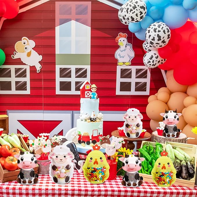 Resurhang 60 Pcs Farm Animal Party Zipper Treat Bags Farm Theme Food Goodie Gifts Bags Resealable Farmhouse Animals Barnyard Party Snack Candy Containers for Girls Kids Baby Shower Birthday Supplies