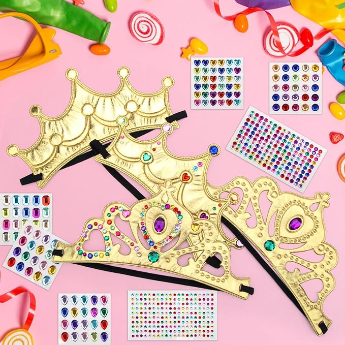 AHIER 23 Pieces Foam Crowns Set, Princess Tiaras Crowns DIY Party Crowns Make Your Crowns With Diamond Sticker