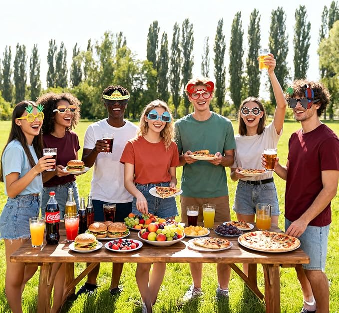 Luau Party Sunglasses-9 Pairs Funny Hawalian Glasses ，Funny Summer Party Favors, Beach Themed Party Supplies Decoration