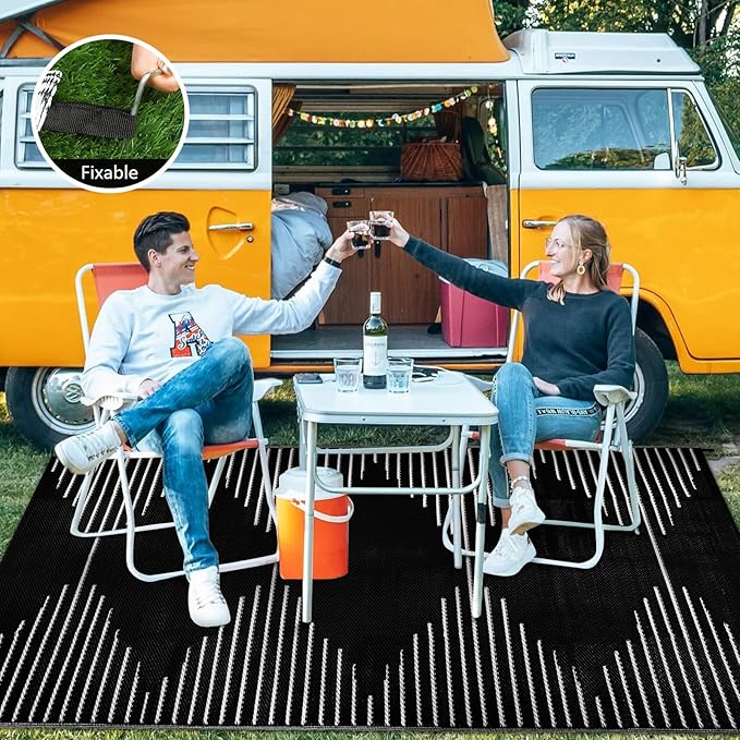 Falflor Outdoor Rug Waterproof 6x9 ft, Reversible Outdoor Plastic Straw Rug, Large Outdoor Patio Rug for RV Camping, Indoor Outdoor Rugs for Porch Deck Backyard Balcony Picnic Beach