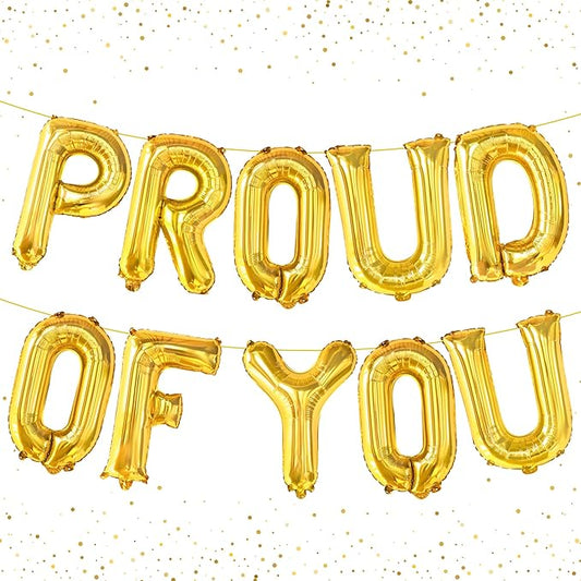 Gold Proud of You Balloons - 16 Inch, Mylar Foil Balloon Banner For Graduation Party Decorations, We Are So Proud Of You Balloon Banner For Graduation Decorations 2026, Graduation Party Decor, KatchOn