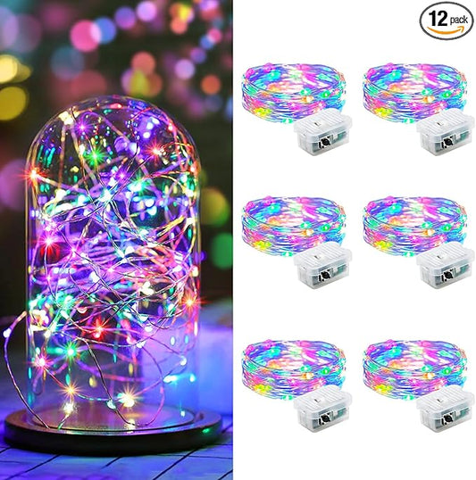 AIKEI 6 Pack LED Fairy Lights Battery Operated, String Lights Waterproof 7 Feet 20 Led Firefly Starry Lamps for Wedding Party Bedroom Garden Halloween Christmas Decoration Colorful