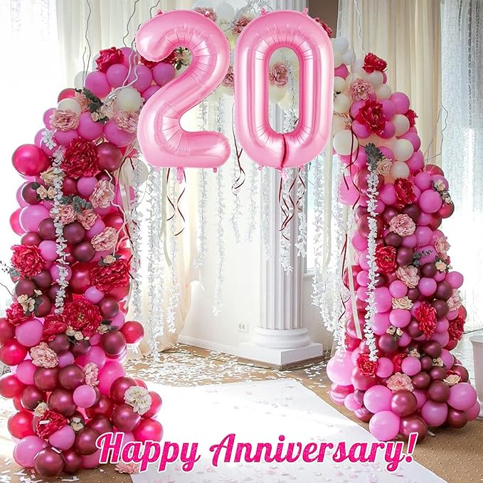 Pink Number 2 Balloon 40 Inch, Big Large Foil Helium Number Balloons, Jumbo Giant Mylar Number 2 Balloons for 2 Second Birthday Party Decorations Supplies Anniversary Celebration