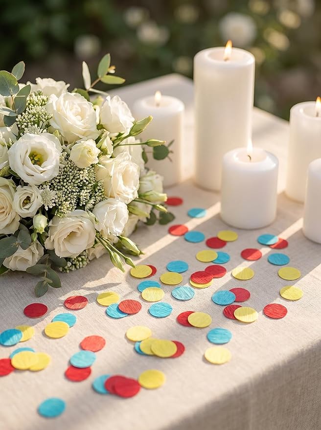 Carnival Circus Table Confetti Red Yellow and Blue 1 inch Crepe Paper Dots Table Scatter Confetti for Birthday Paw Party Decorations 1000 Pcs